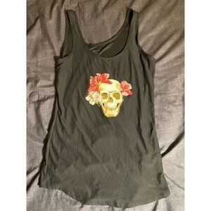 Goth Indie Women’s large 11/13 Black Skulls Tank top shirt Witchy Wicca Alt